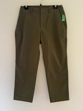 GAP Downtown Khaki Pants Olive Green Straight Leg Chino Size 10 NWT